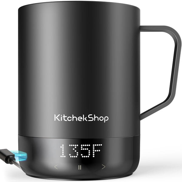 Controlled Self-Heating Coffee Mug, App-Controlled Heated Mug with 150 Min Battery Life, 16oz Smart Coffee Mug, Hot up to 160℉ Temperature Control Coffee Mug Warmer, Gifts for Dad Mom