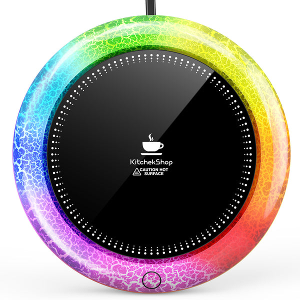 Coffee Mug Warmer with 7 Color Lights - Fastest Heating & Highest Temperature, Auto On/Off Gravity-Induction Coffee Cup Warmer for Desk, Smart Electric Beverage Warmer for Coffee, Tea